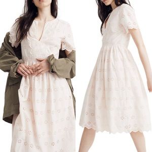 NWT Madewell scallop eyelet pink midi dress size 8